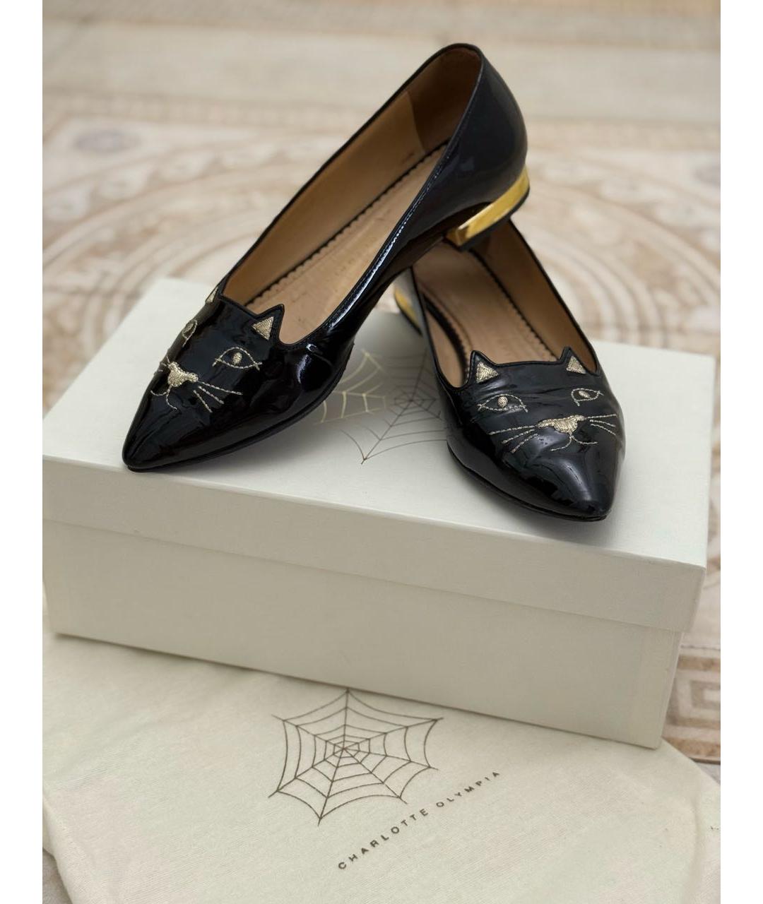 CHARLOTTE OLYMPIA Черные балетки из лакированной кожи, фото 5