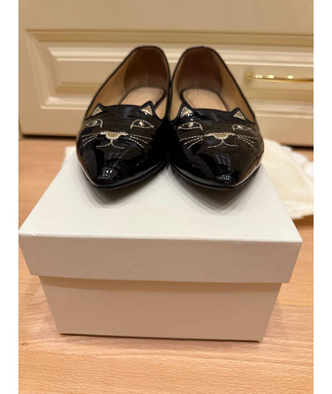 CHARLOTTE OLYMPIA Черные балетки из лакированной кожи, фото 3