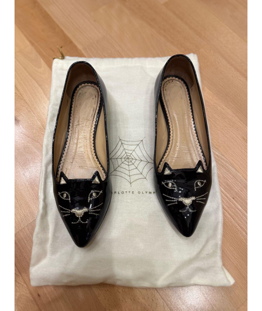 CHARLOTTE OLYMPIA Черные балетки из лакированной кожи, фото 2