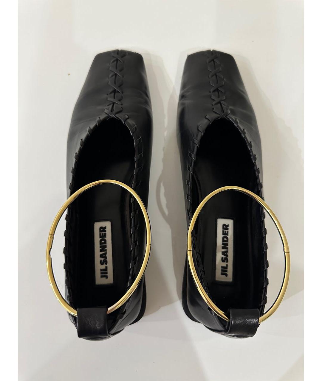 JIL SANDER Черные кожаные балетки, фото 3