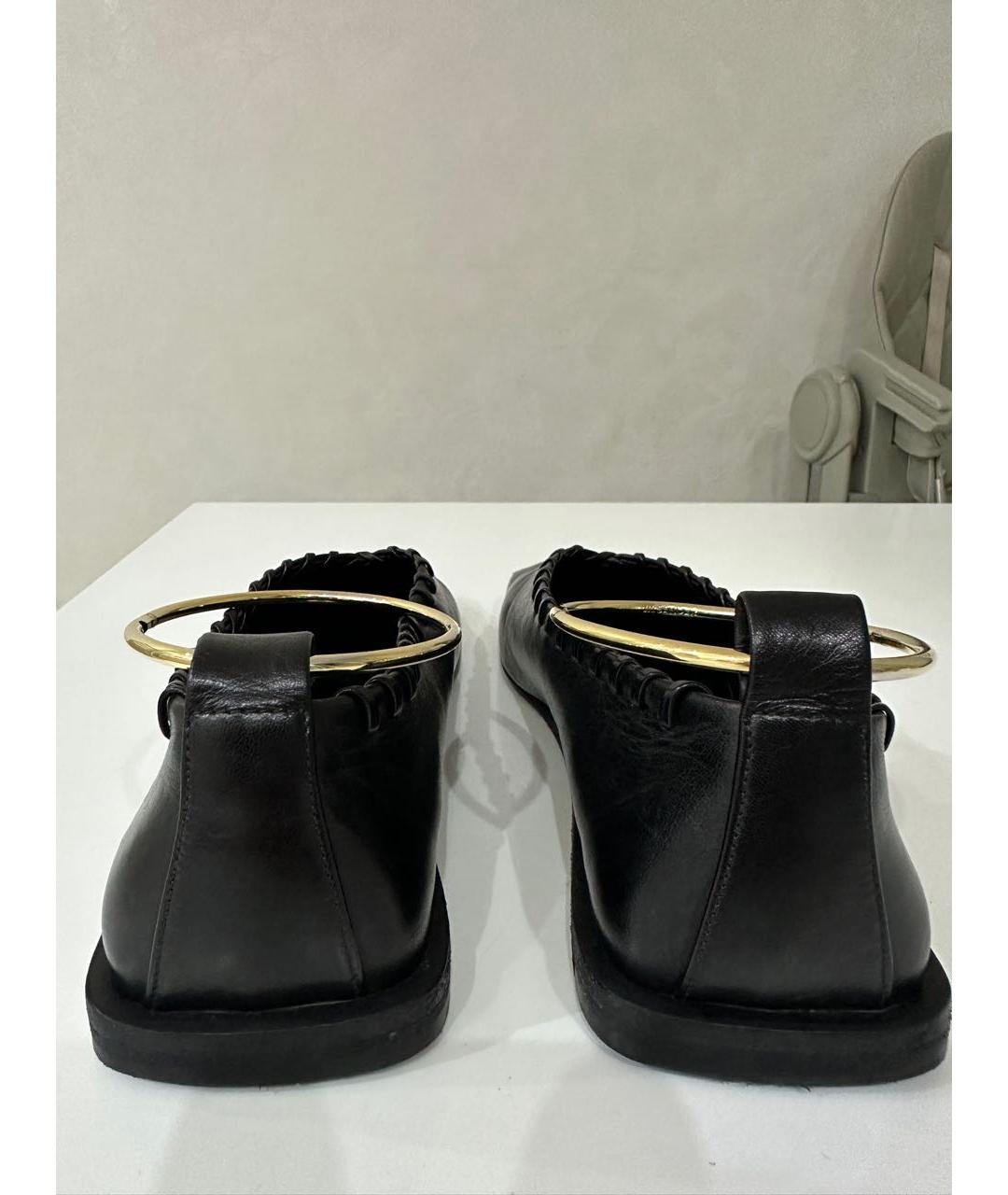 JIL SANDER Черные кожаные балетки, фото 4