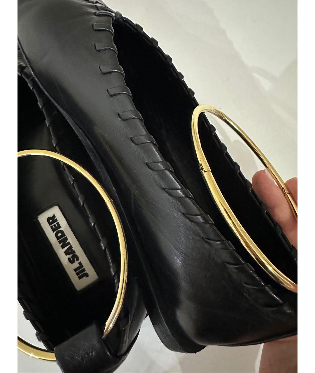 JIL SANDER Черные кожаные балетки, фото 5