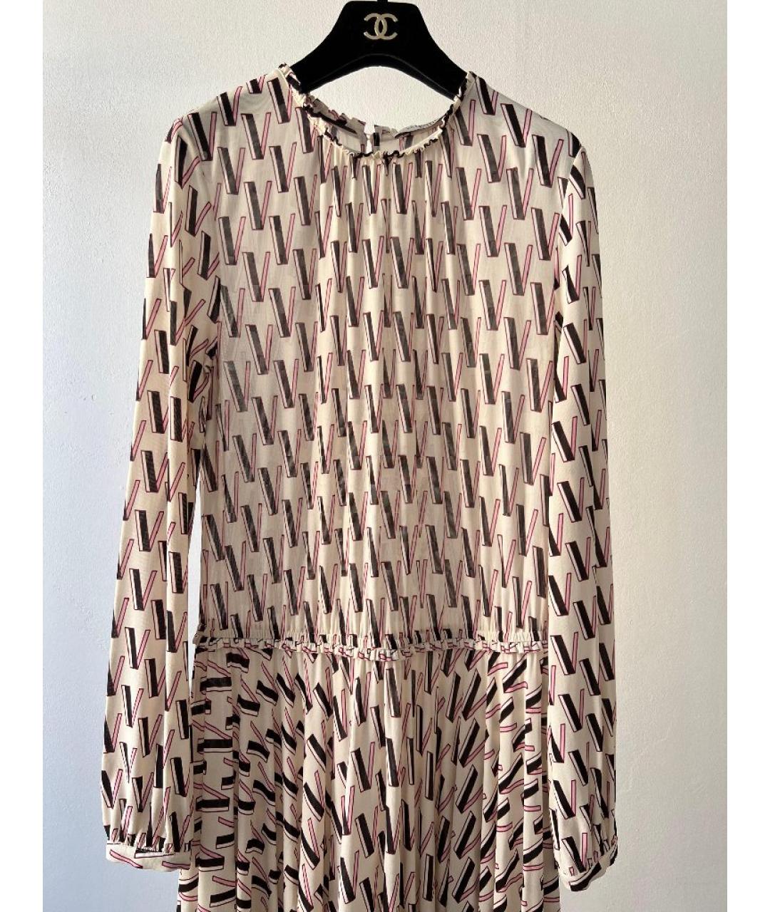 VALENTINO Бежевое вискозное повседневное платье, фото 3