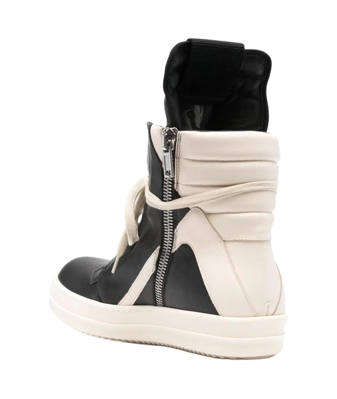RICK OWENS Черные кожаные высокие кроссовки / кеды, фото 5