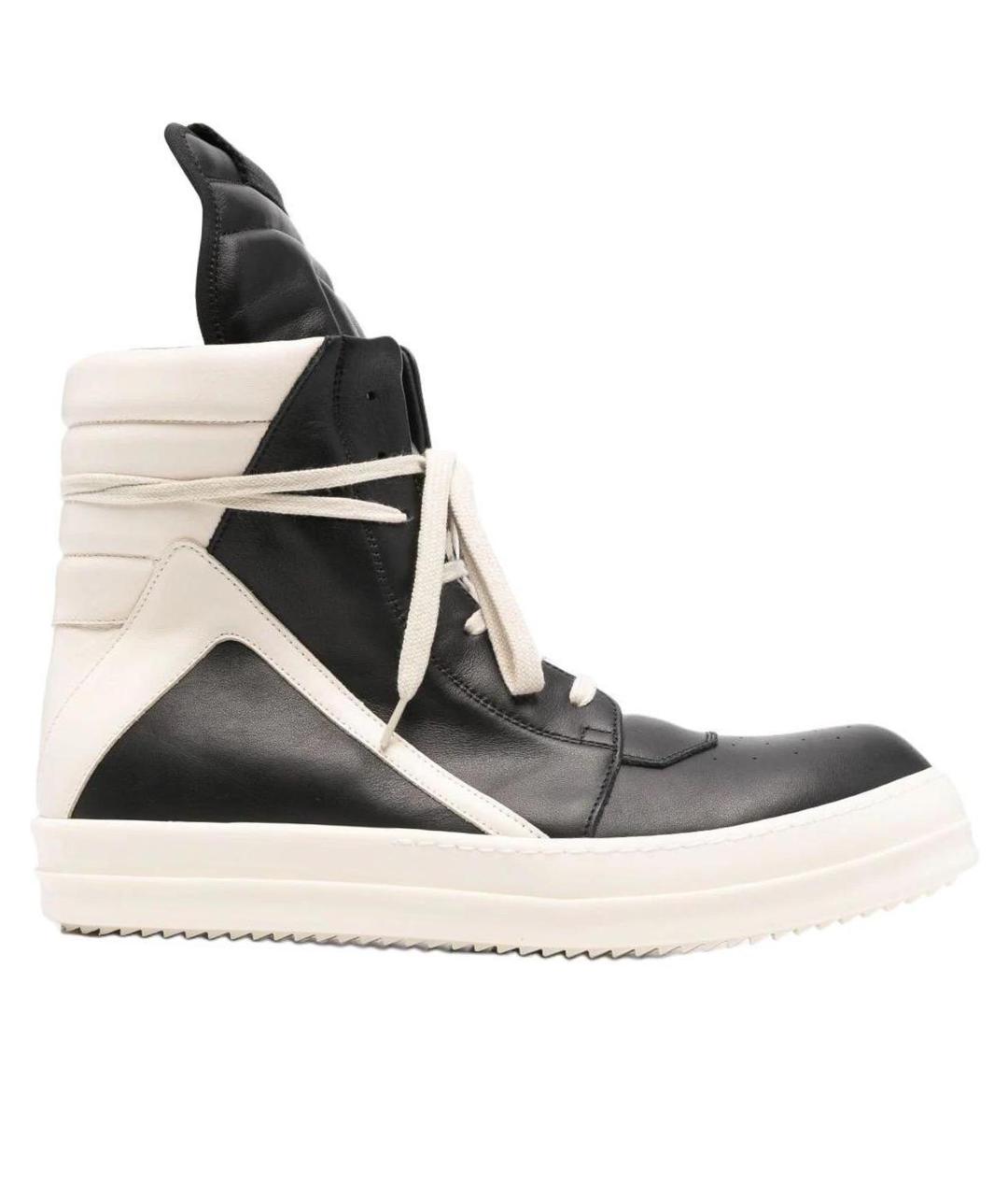 RICK OWENS Черные кожаные высокие кроссовки / кеды, фото 1