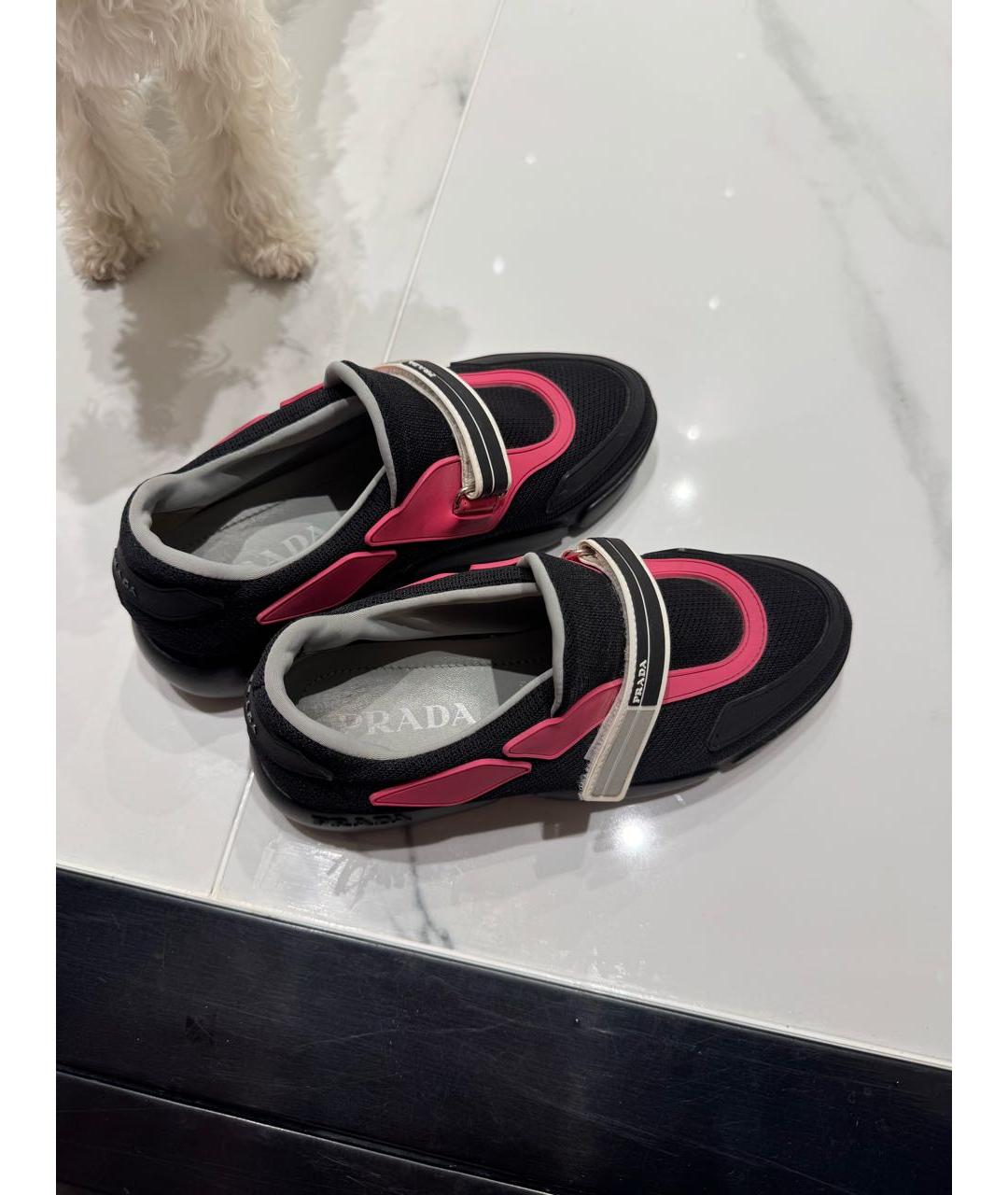 PRADA Черные текстильные кроссовки, фото 2