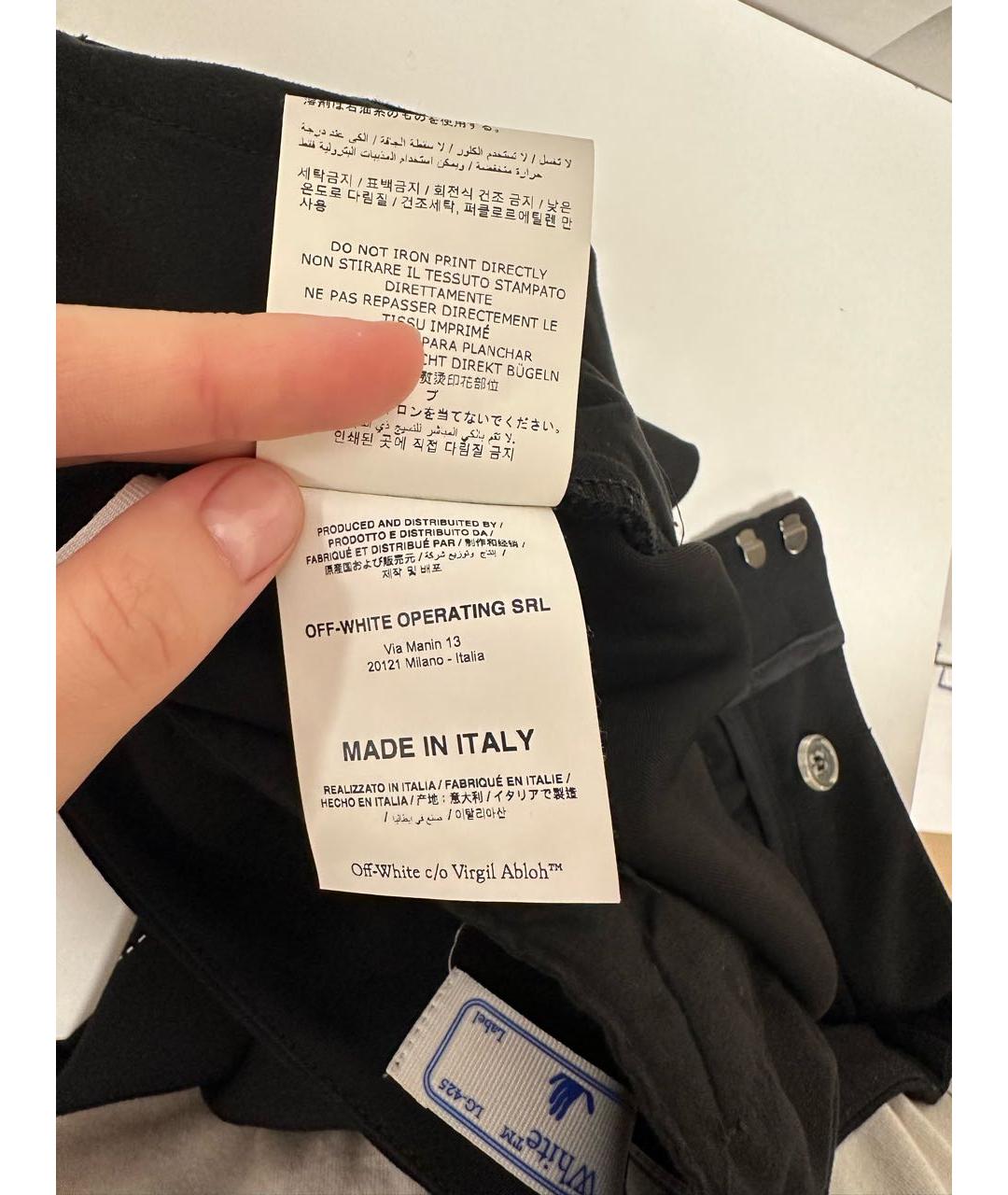OFF-WHITE Черные вискозные брюки узкие, фото 8