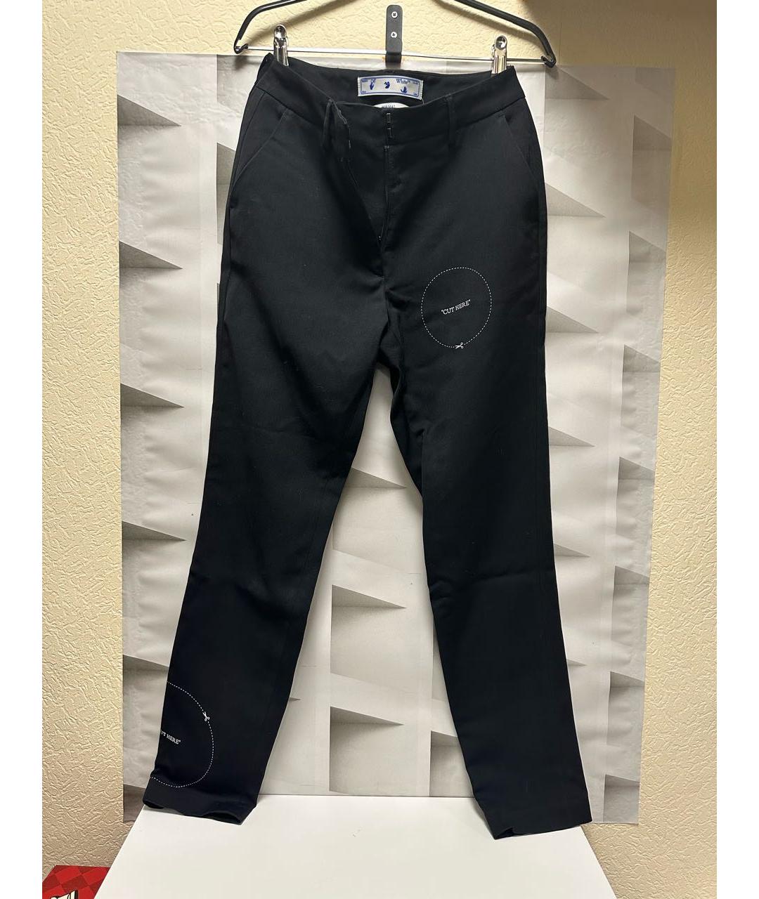 OFF-WHITE Черные вискозные брюки узкие, фото 2