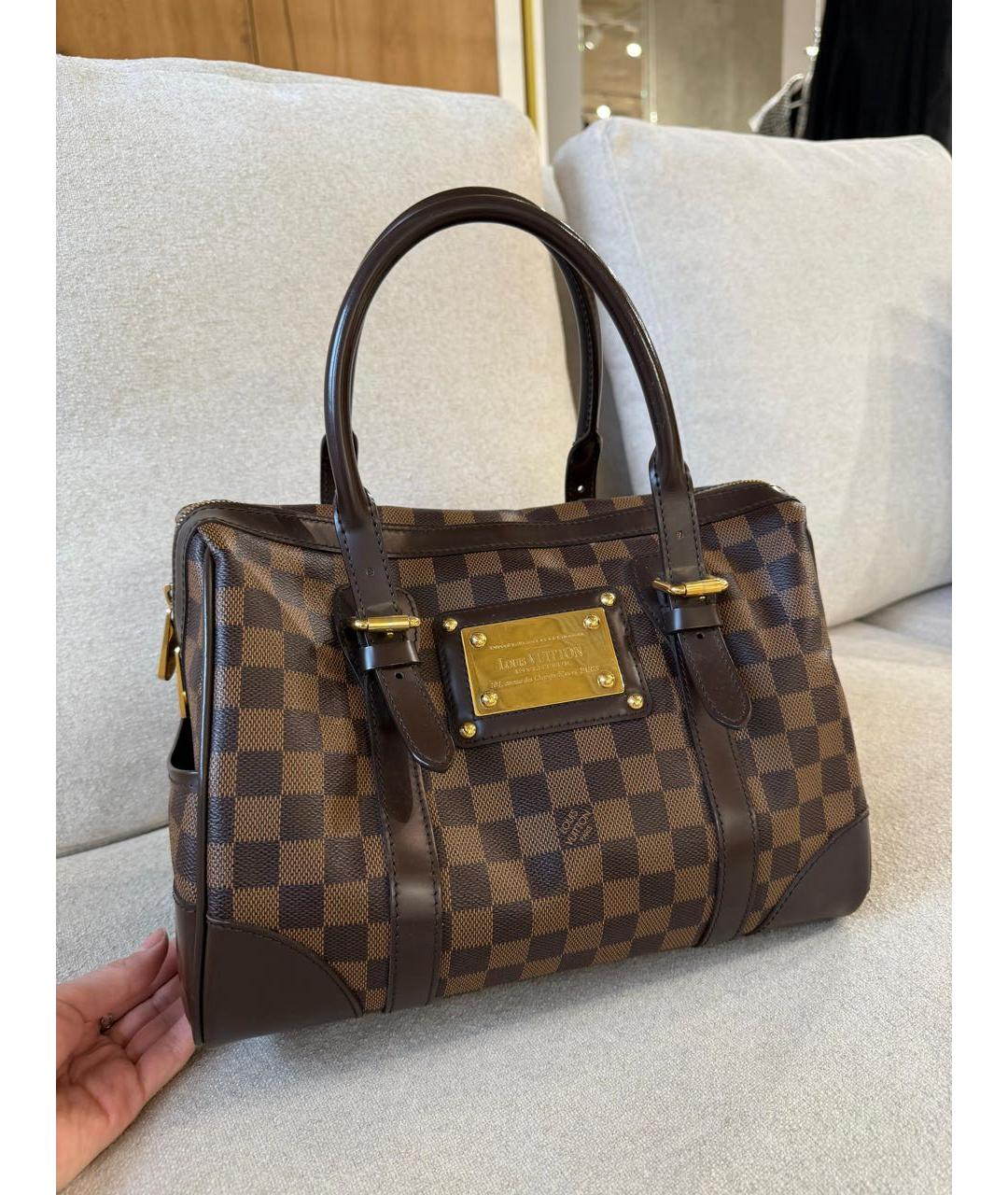 LOUIS VUITTON Коричневая кожаная сумка с короткими ручками, фото 3
