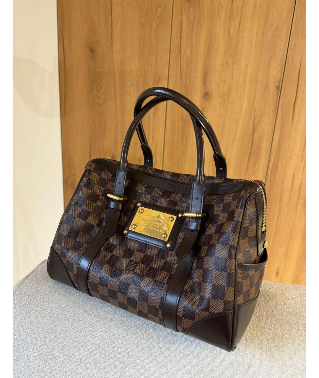 LOUIS VUITTON Коричневая кожаная сумка с короткими ручками, фото 2