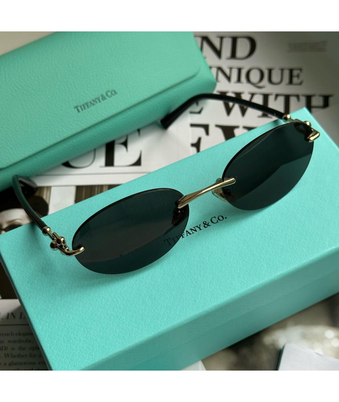 TIFFANY&CO Черные металлические солнцезащитные очки, фото 2