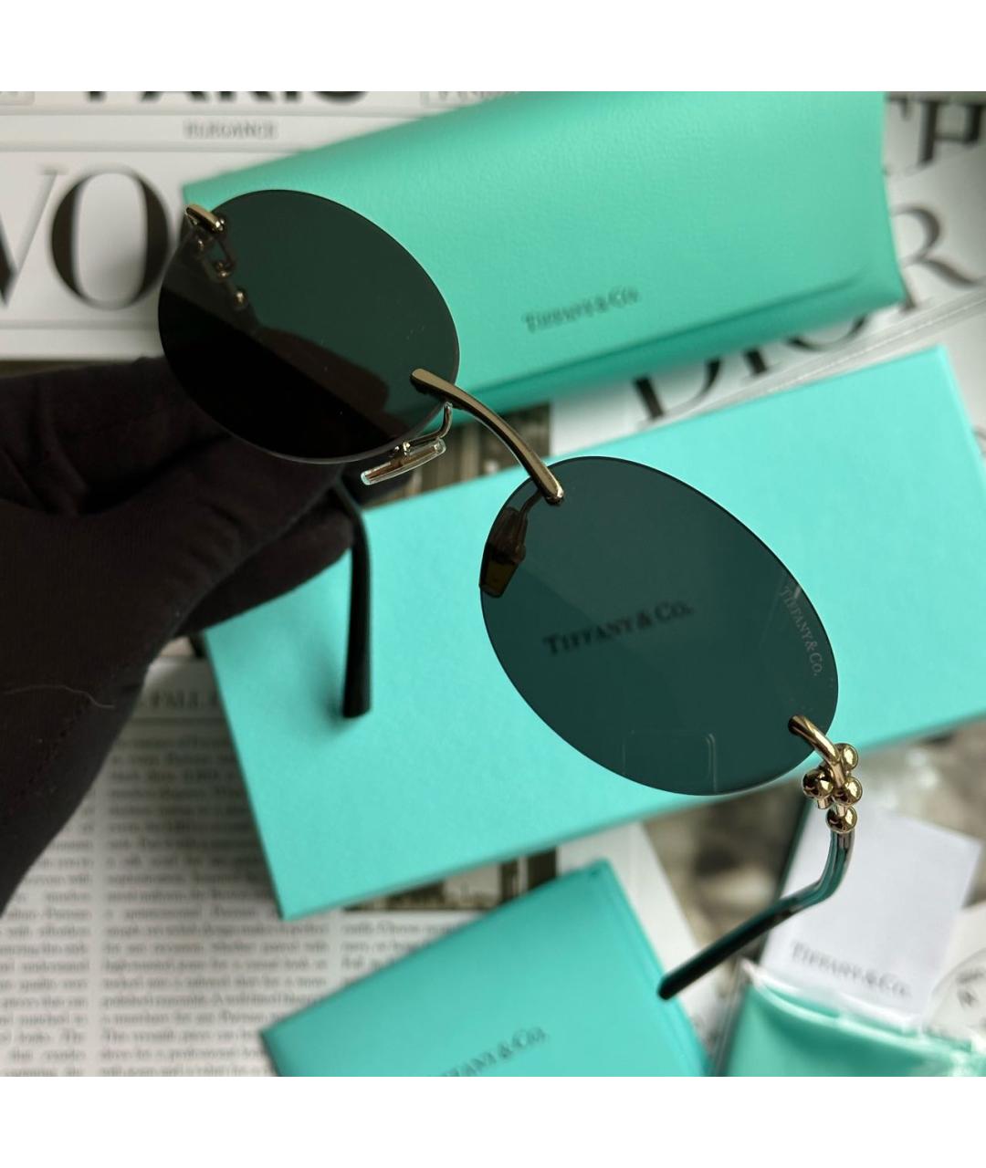 TIFFANY&CO Черные металлические солнцезащитные очки, фото 7