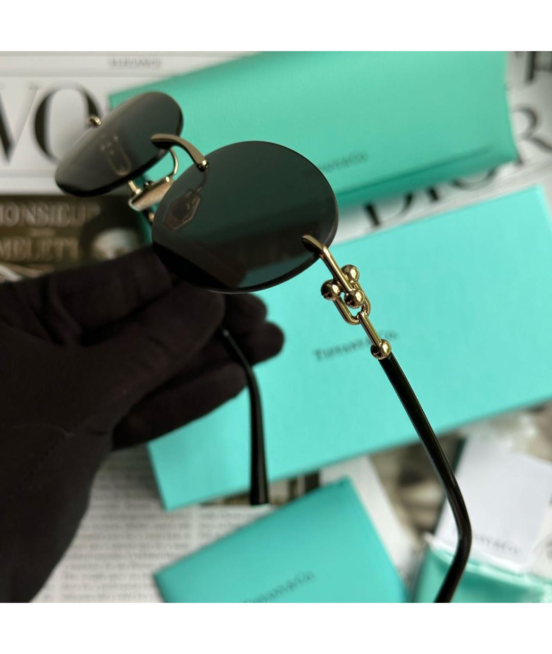 TIFFANY&CO Черные металлические солнцезащитные очки, фото 5