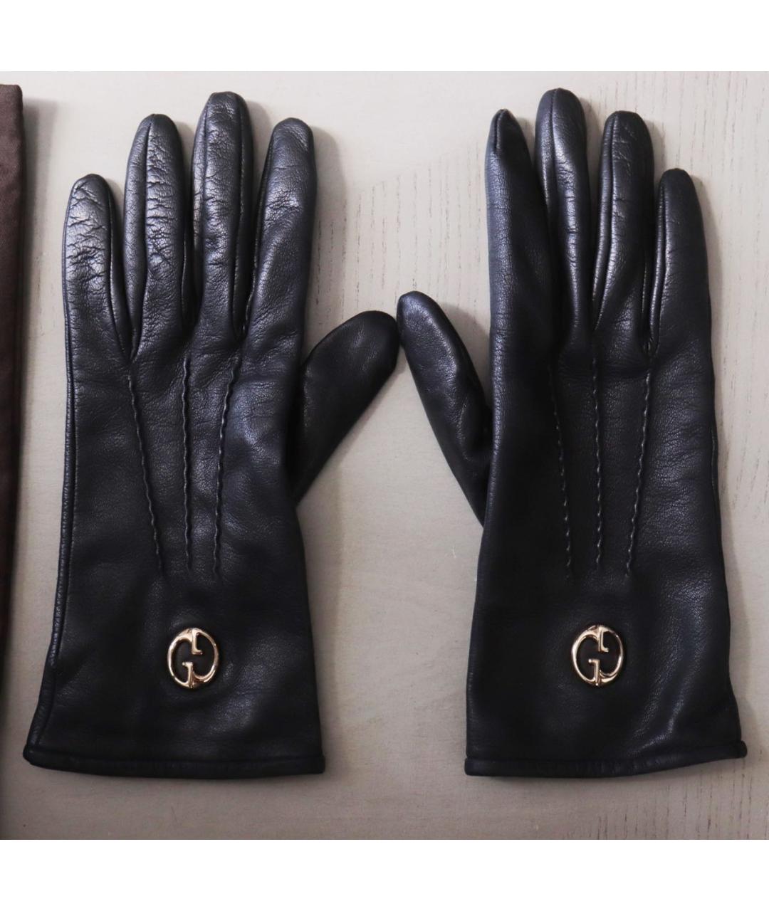 GUCCI Черные кожаные перчатки, фото 3