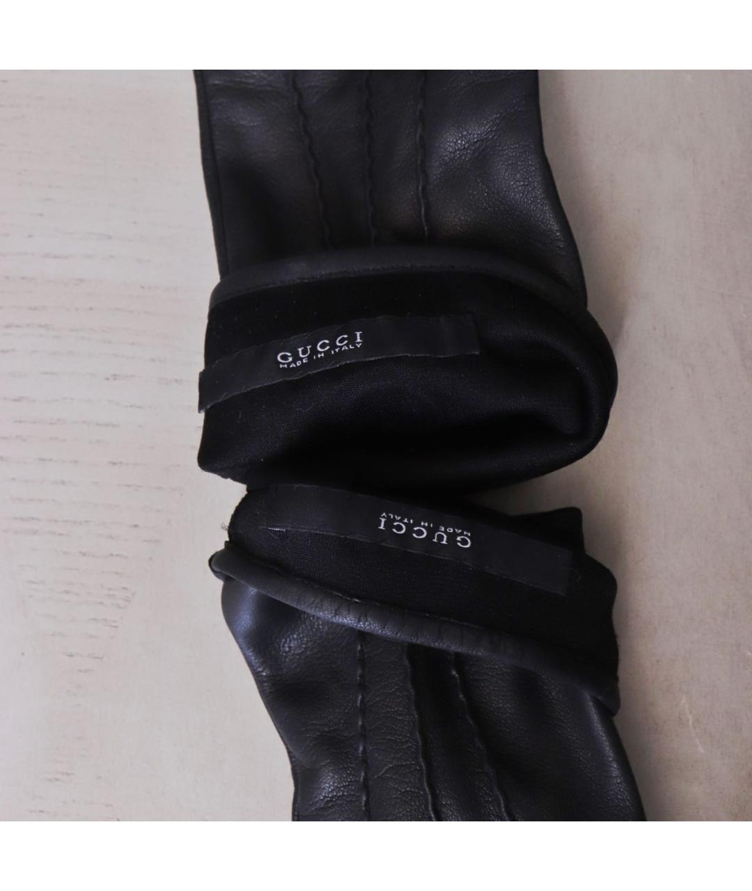 GUCCI Черные кожаные перчатки, фото 7