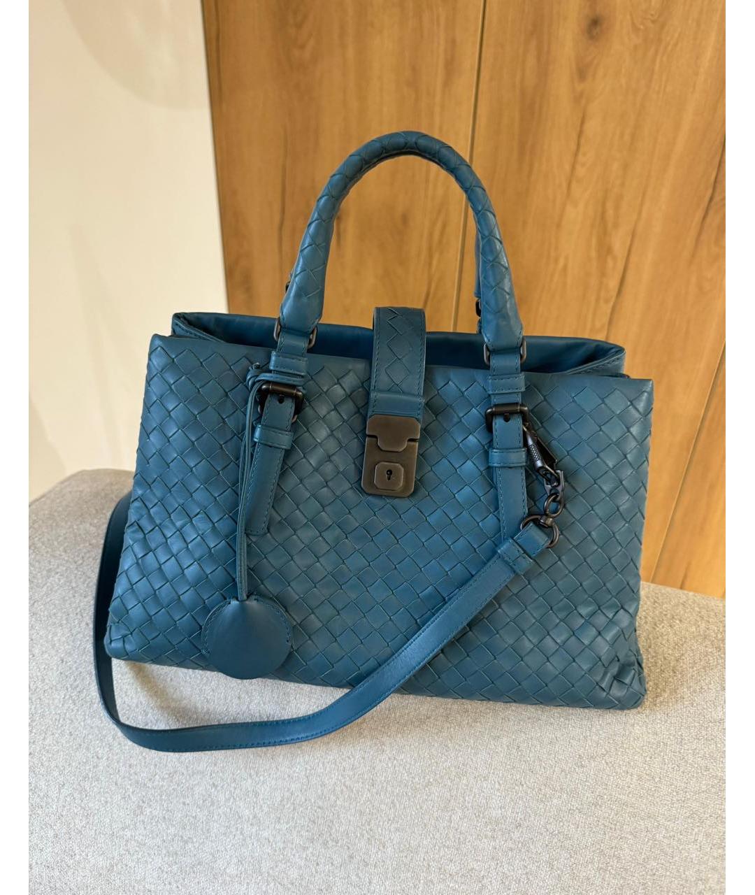 BOTTEGA VENETA Голубая кожаная сумка тоут, фото 3