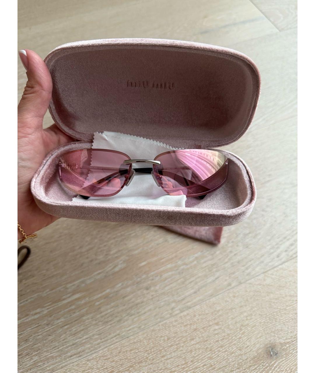 MIU MIU Розовые металлические солнцезащитные очки, фото 5