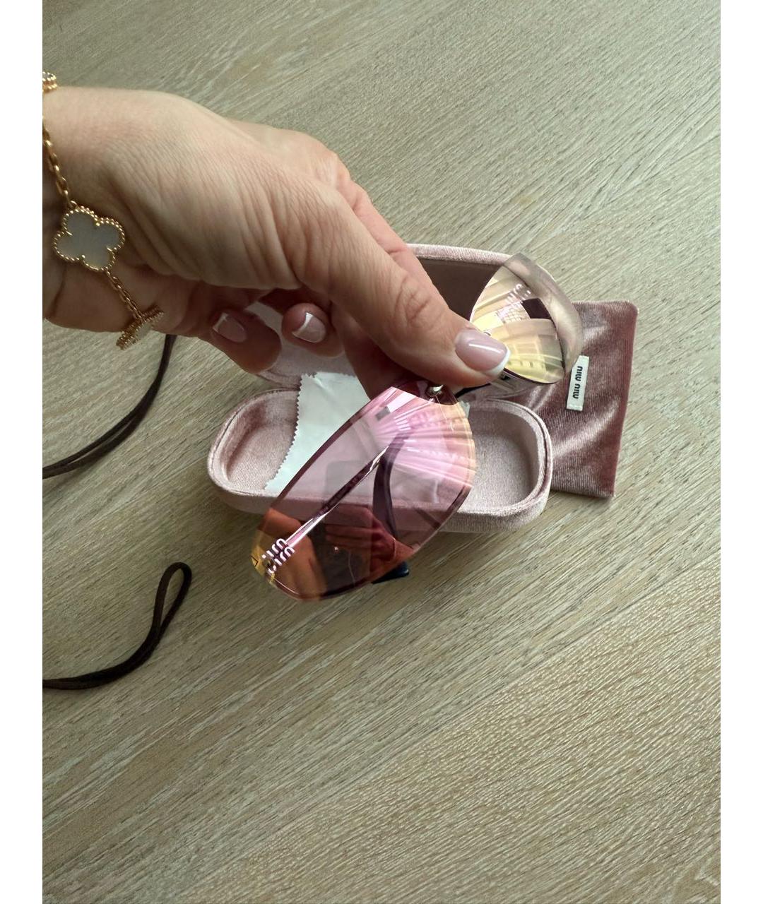 MIU MIU Розовые металлические солнцезащитные очки, фото 2