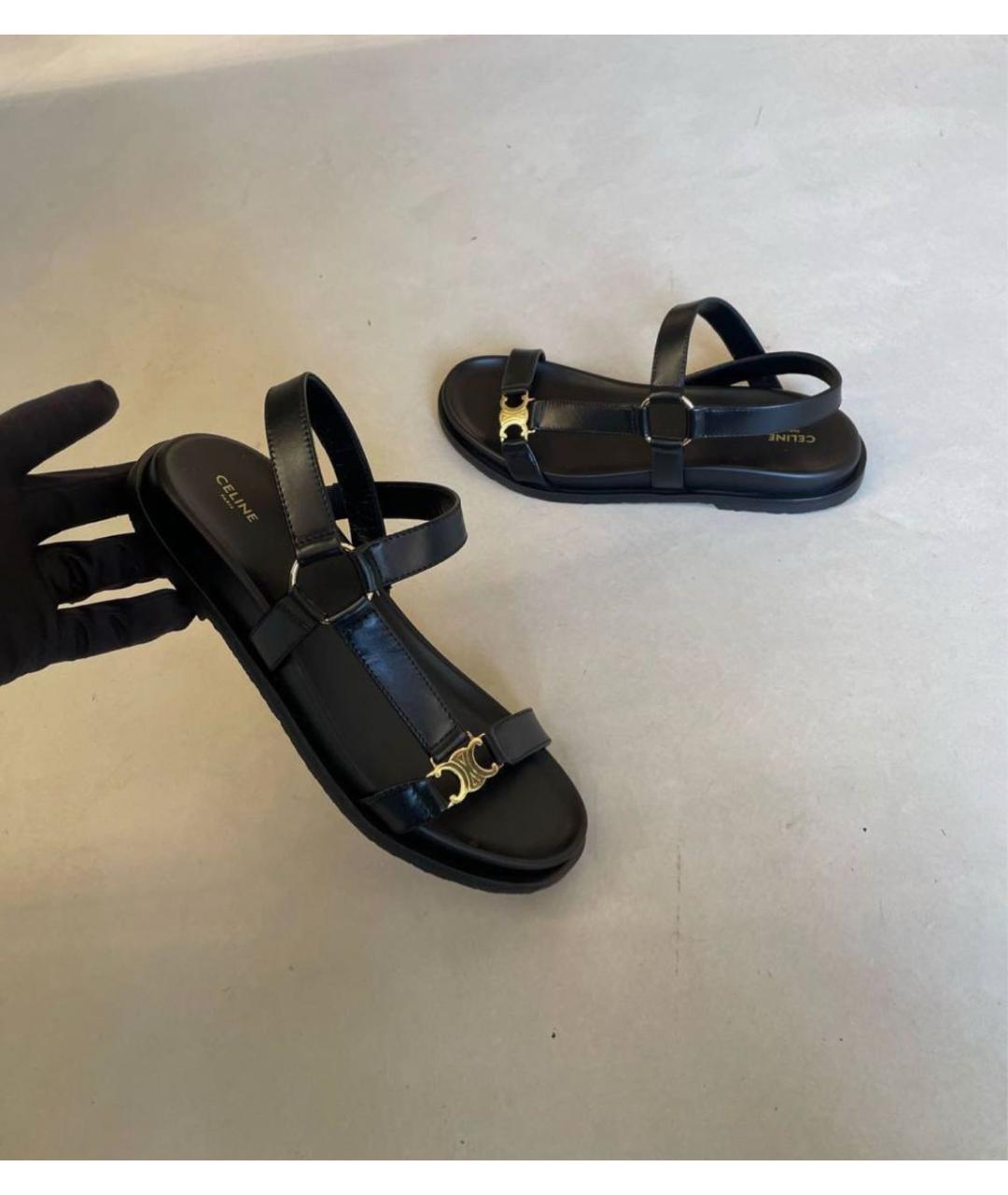 CELINE Черные кожаные сандалии, фото 6
