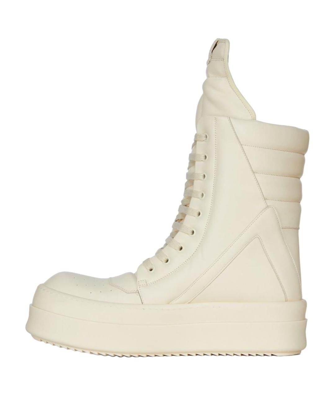 RICK OWENS Белые кожаные высокие ботинки, фото 2