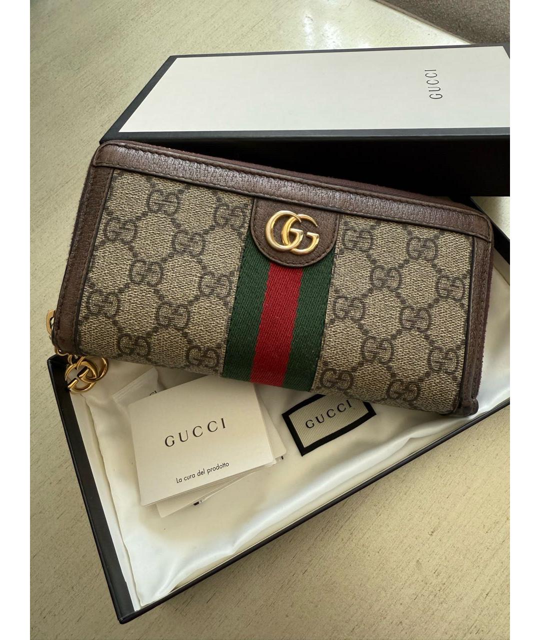 GUCCI Коричневый кожаный кошелек, фото 5