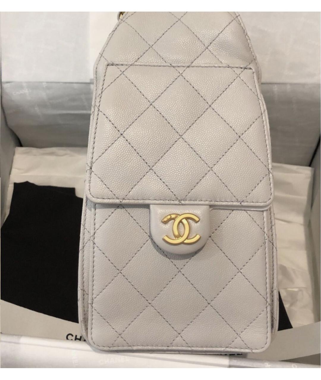 CHANEL Серая кожаная сумка через плечо, фото 3