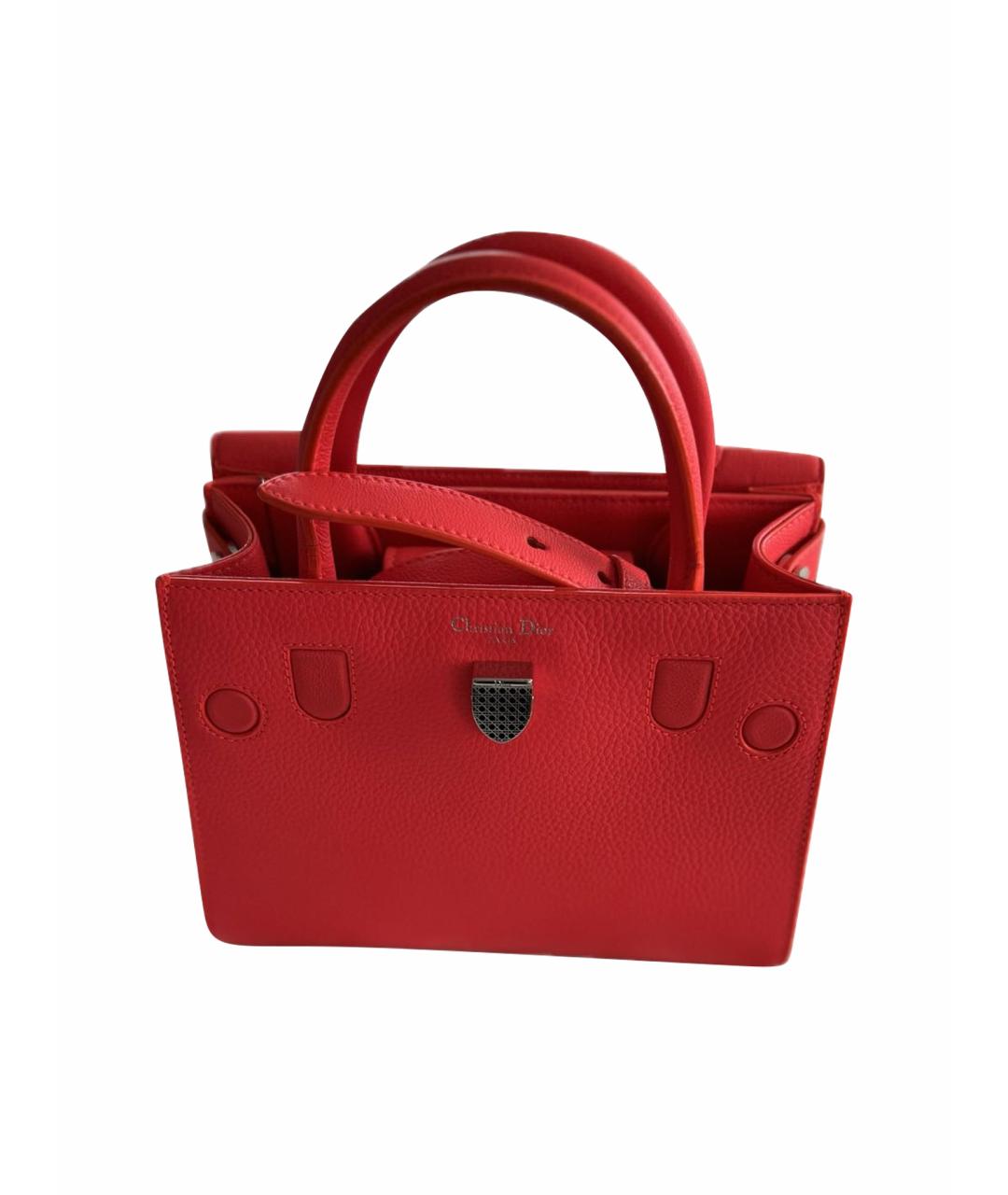CHRISTIAN DIOR Красная кожаная сумка с короткими ручками, фото 1