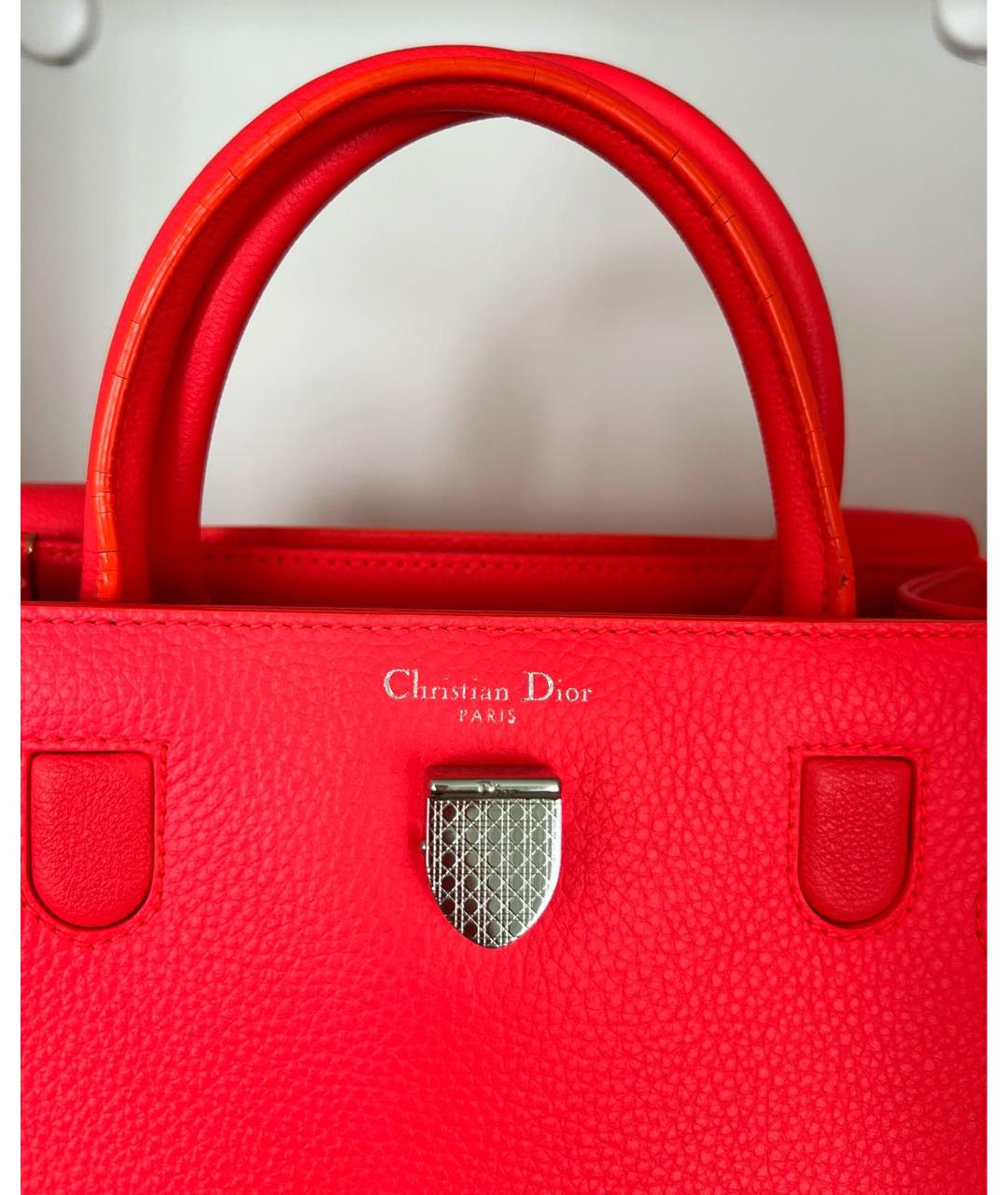 CHRISTIAN DIOR Красная кожаная сумка с короткими ручками, фото 7