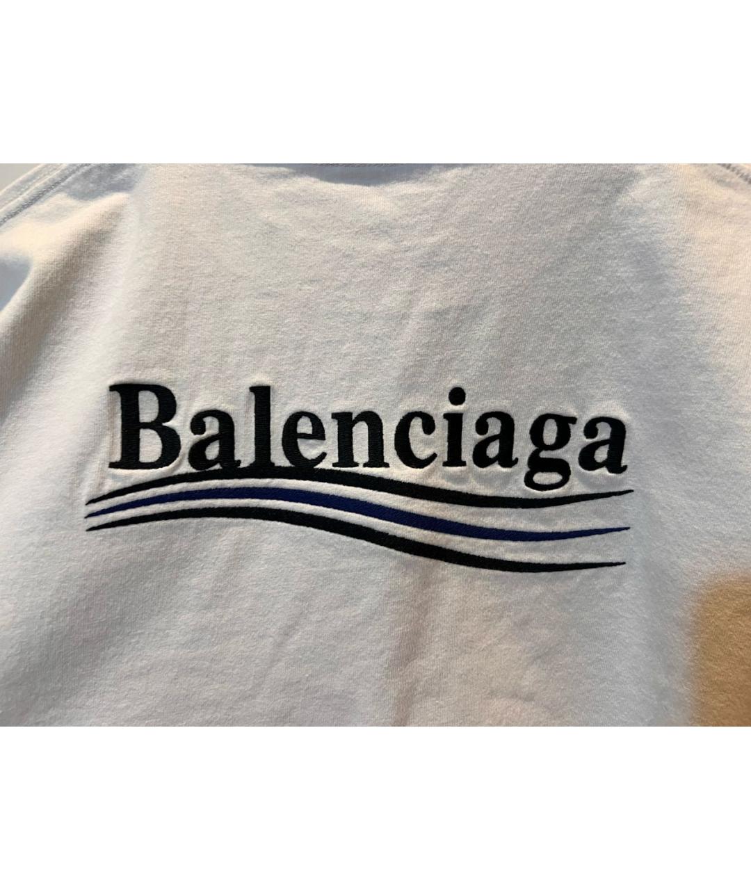 BALENCIAGA Белая хлопковая футболка, фото 4