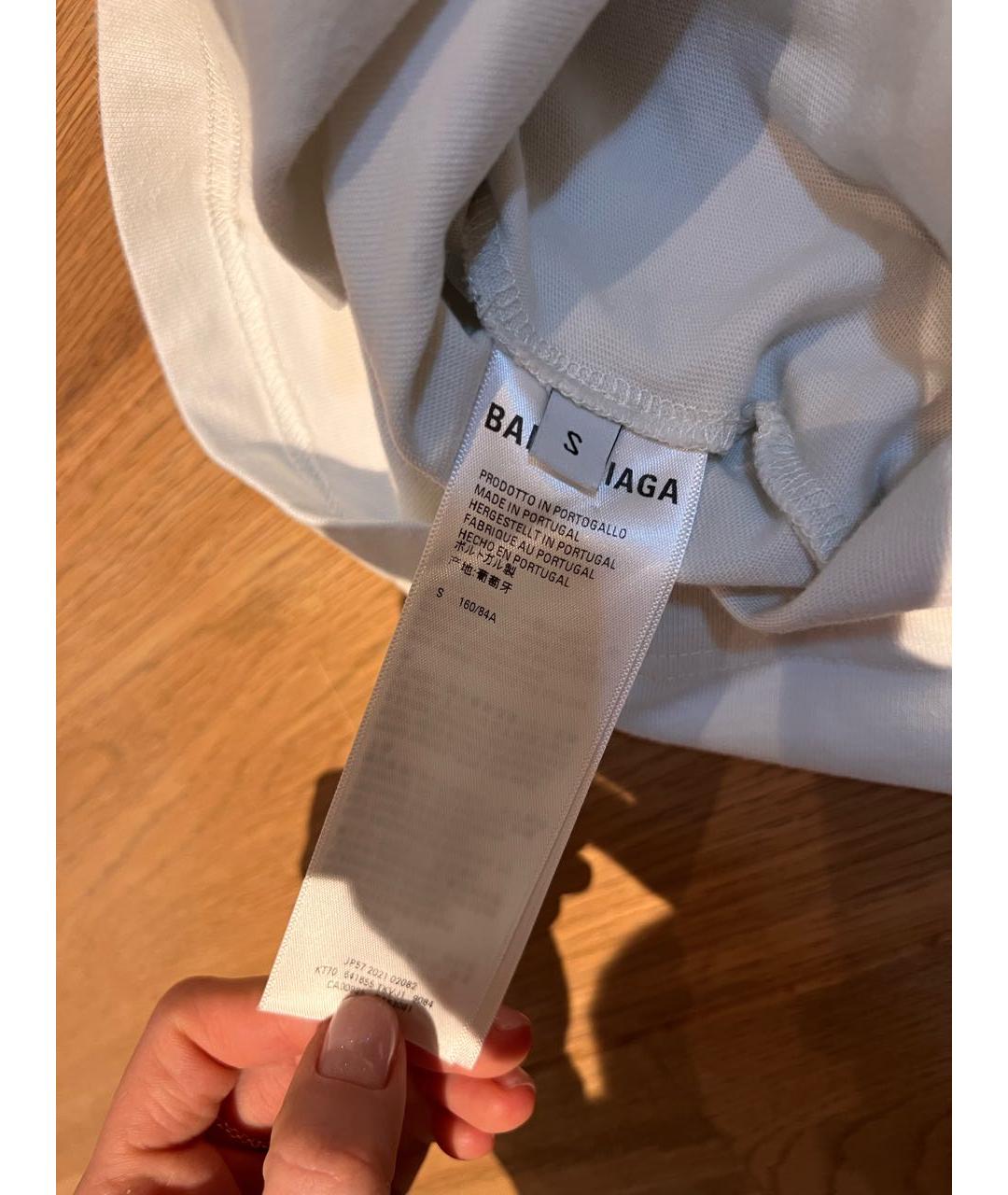 BALENCIAGA Белая хлопковая футболка, фото 5