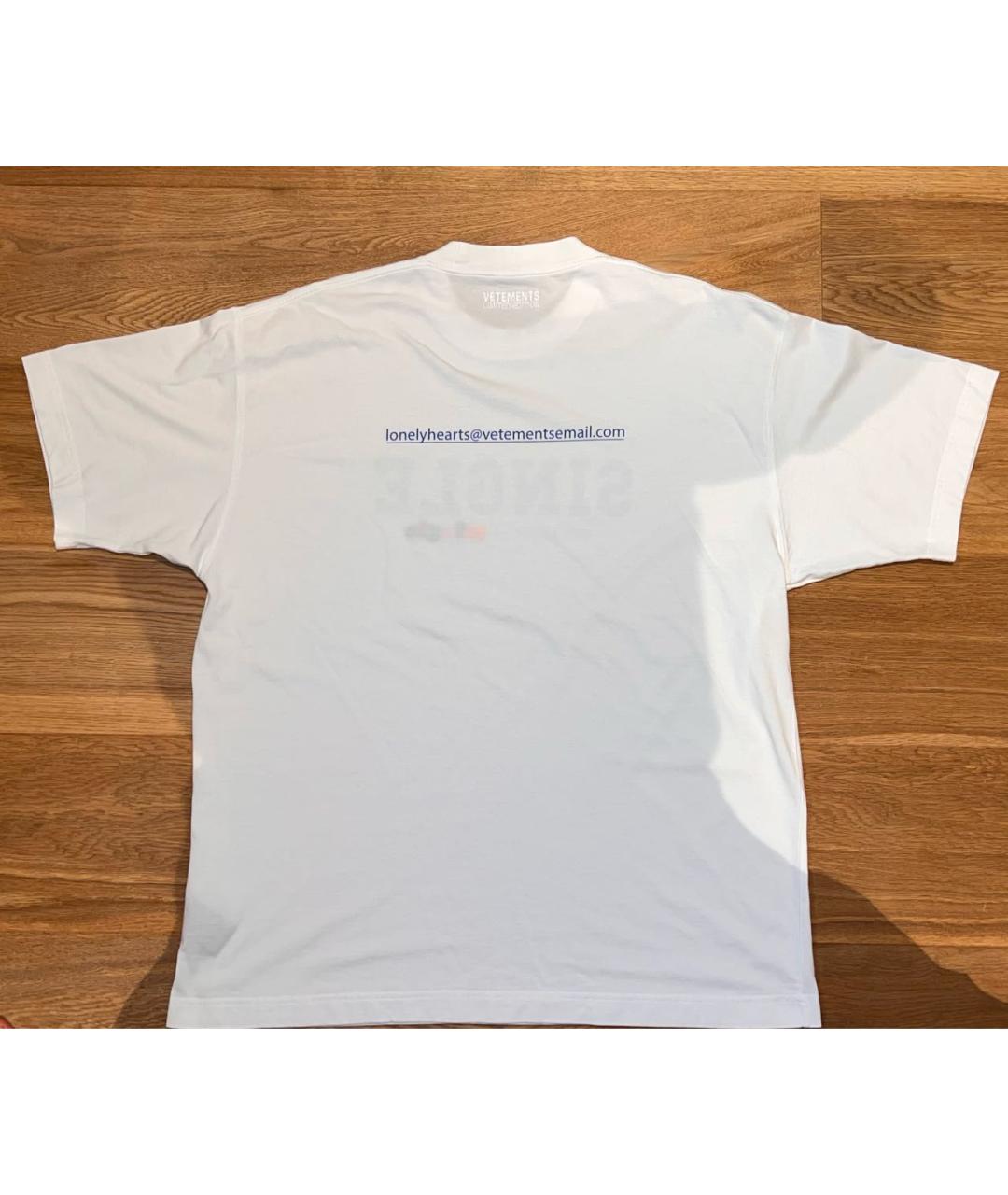 VETEMENTS Белая хлопковая футболка, фото 3