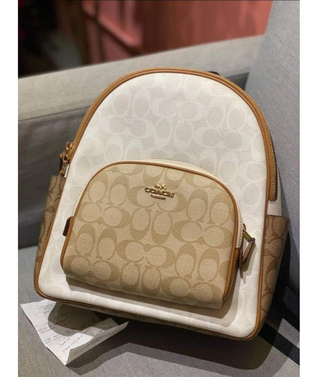 COACH Бежевый рюкзак из искусственной кожи, фото 4