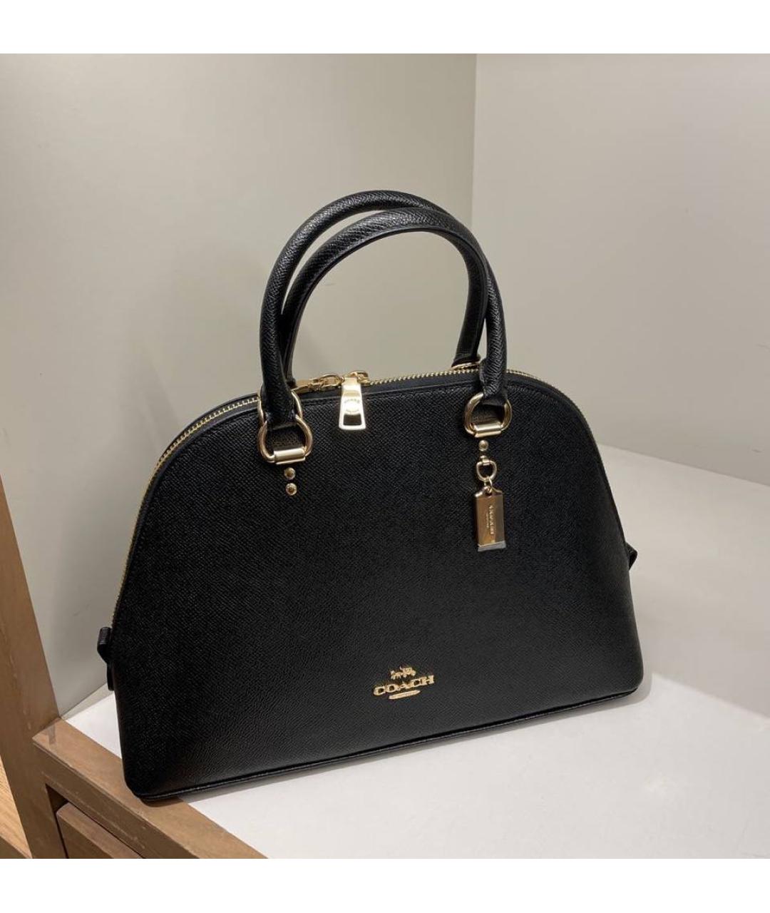 COACH Черная кожаная сумка тоут, фото 5