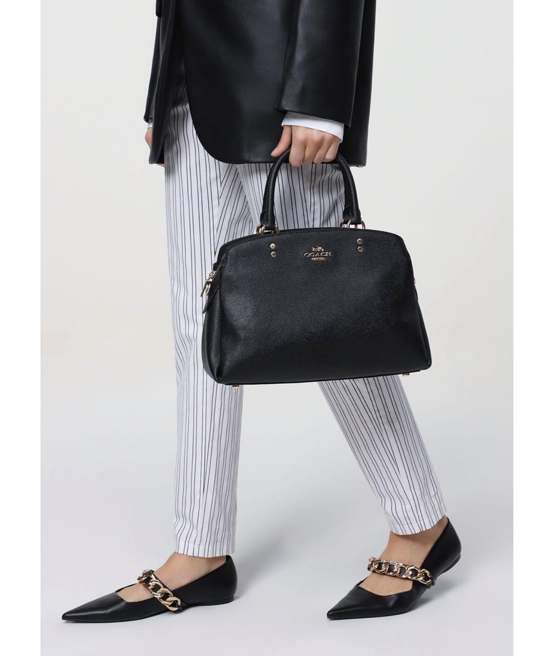 COACH Черная кожаная сумка тоут, фото 4