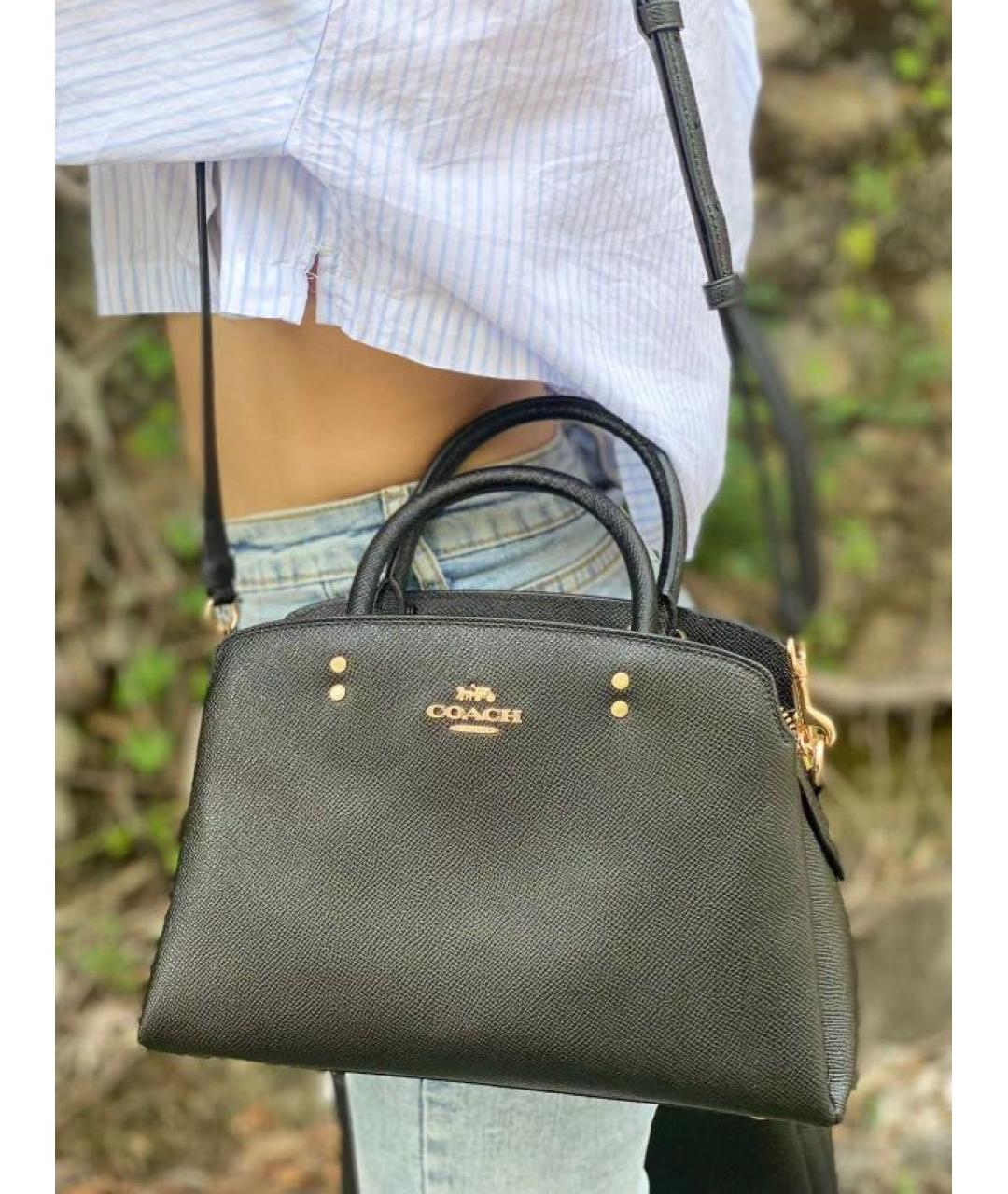 COACH Черная кожаная сумка тоут, фото 5