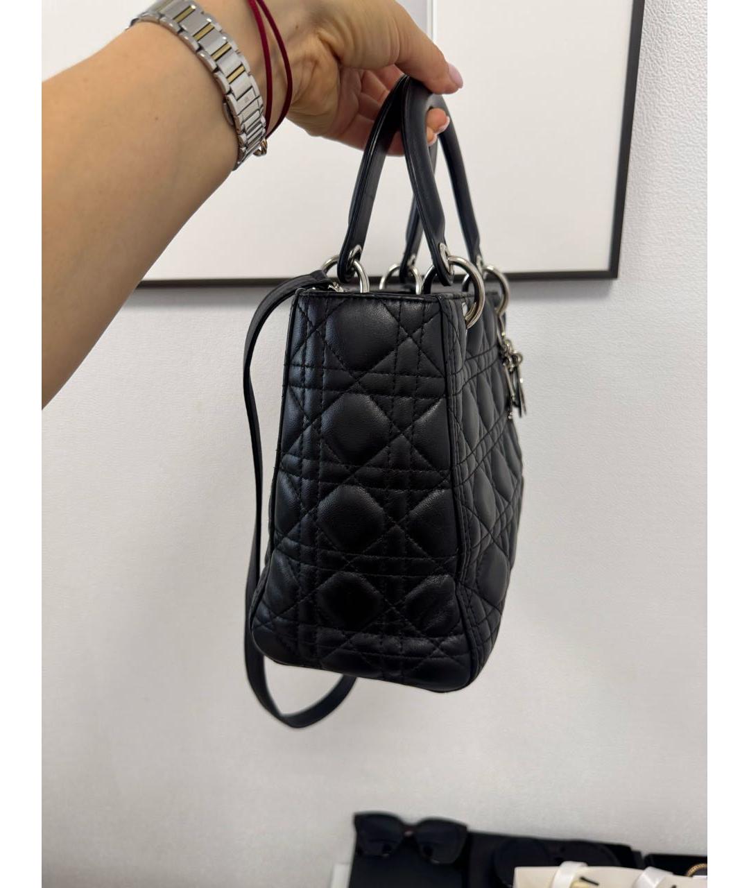 CHRISTIAN DIOR Черная кожаная сумка с короткими ручками, фото 4