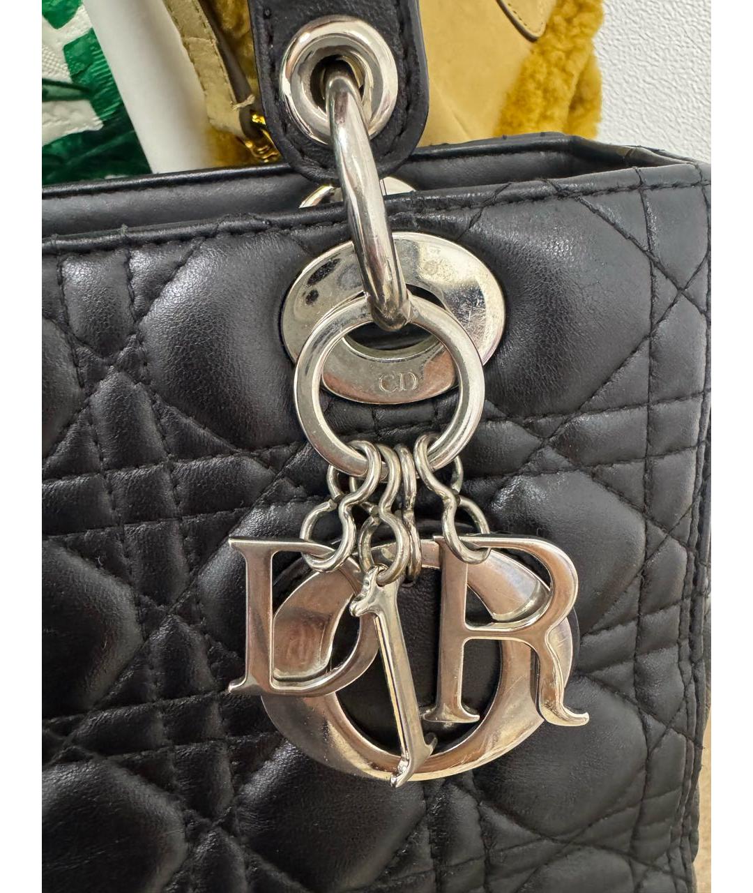 CHRISTIAN DIOR Черная кожаная сумка с короткими ручками, фото 9