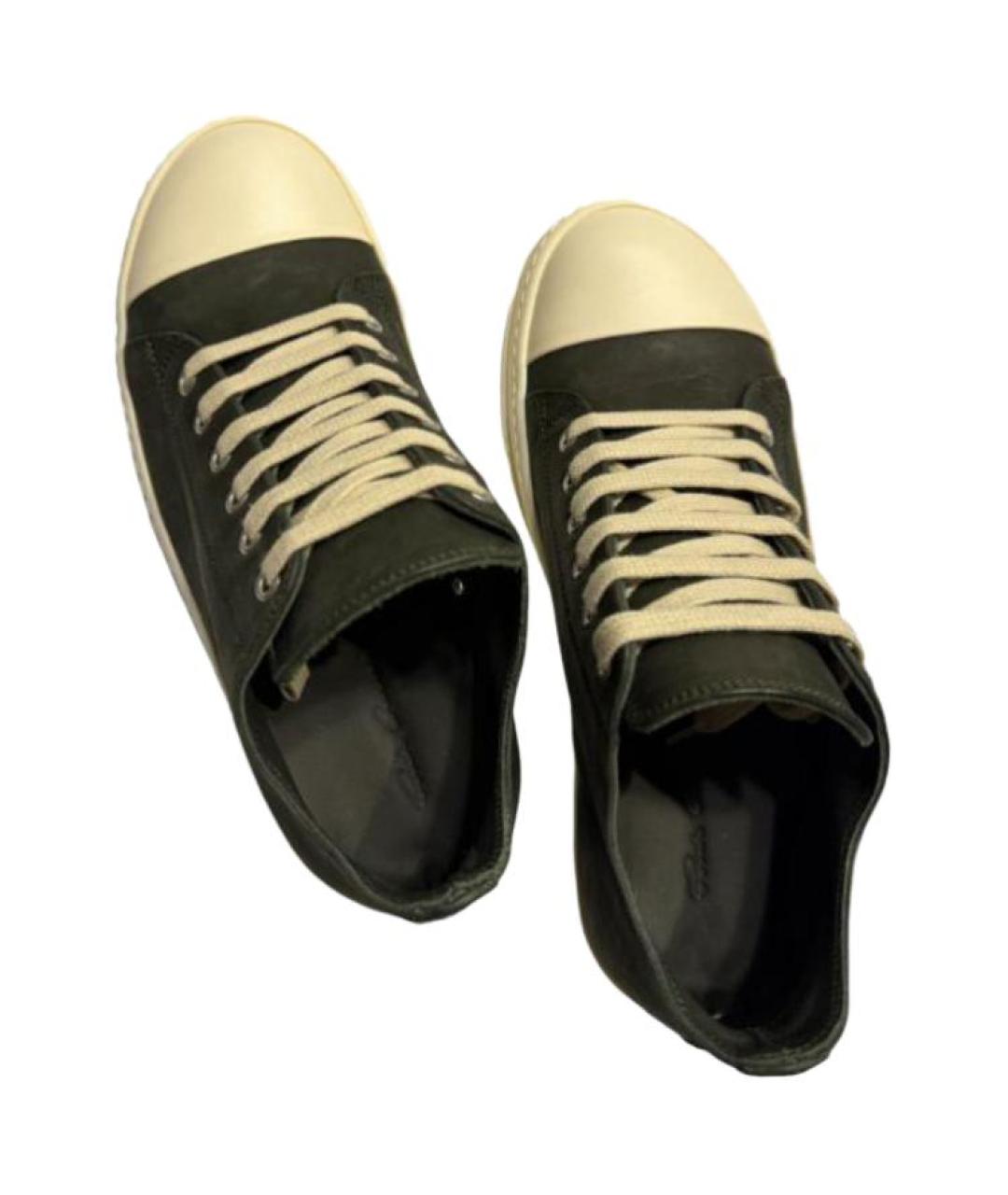 RICK OWENS Черные кожаные низкие кроссовки / кеды, фото 5