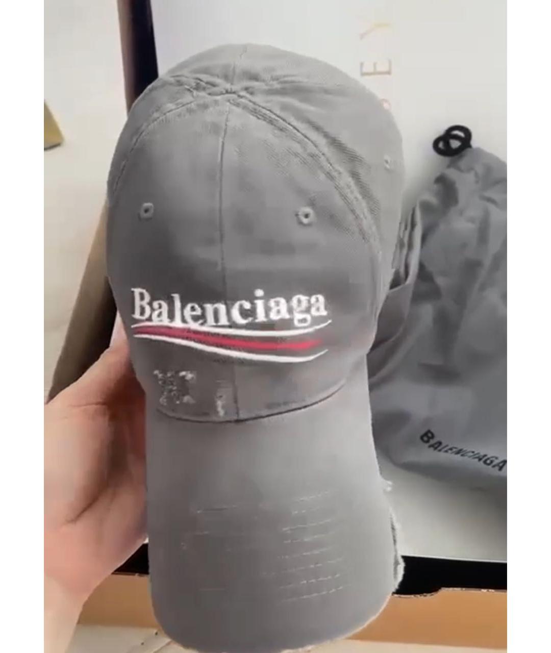 BALENCIAGA Серая хлопковая кепка, фото 2