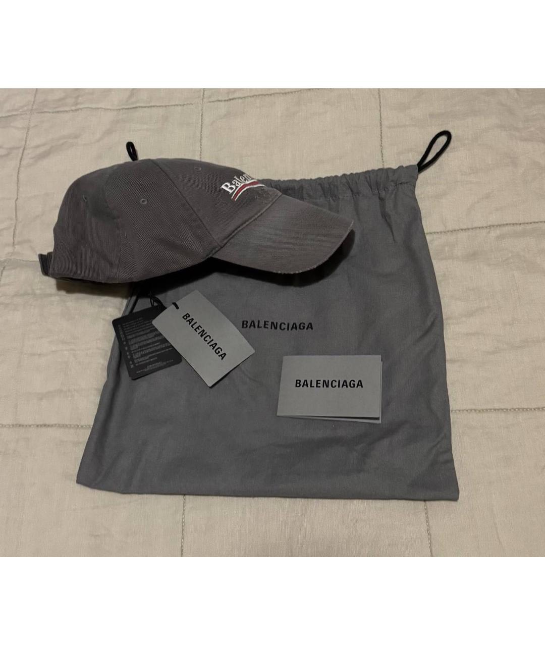 BALENCIAGA Серая хлопковая кепка, фото 2