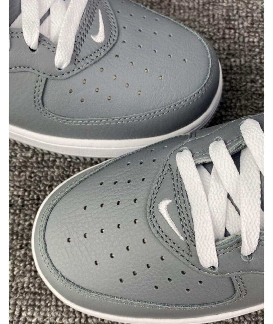 NIKE Серые кожаные высокие кроссовки / кеды, фото 6