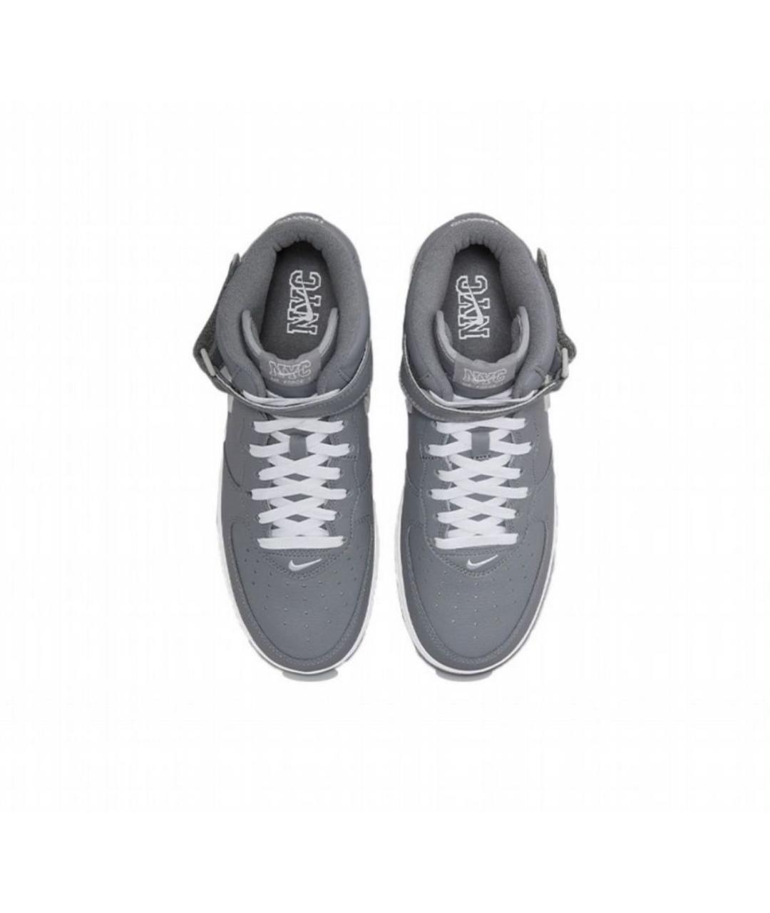 NIKE Серые кожаные высокие кроссовки / кеды, фото 3