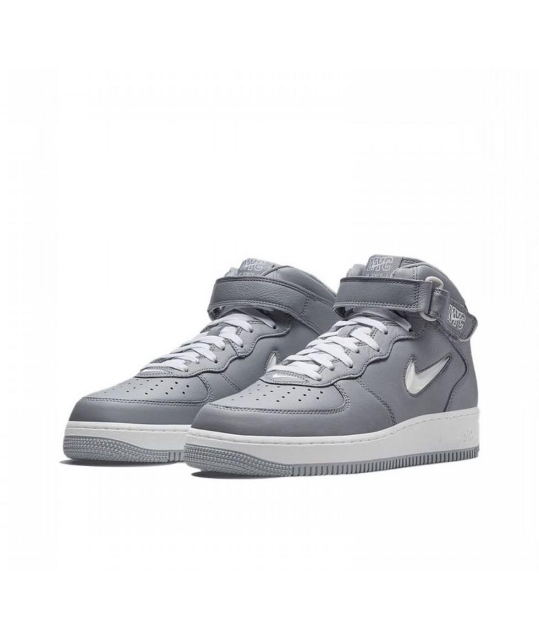 NIKE Серые кожаные высокие кроссовки / кеды, фото 2