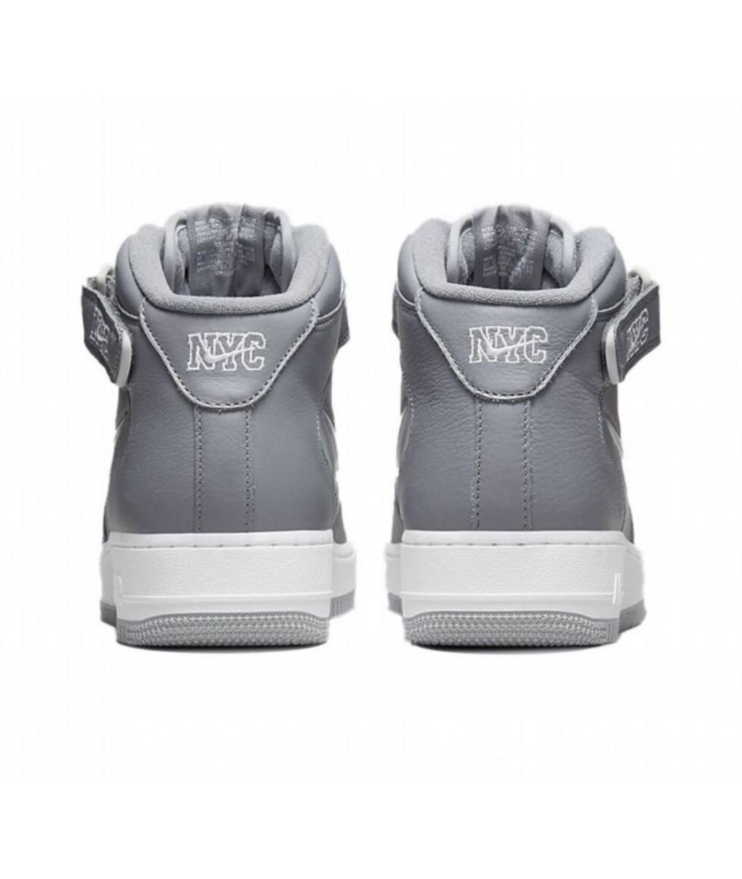 NIKE Серые кожаные высокие кроссовки / кеды, фото 4