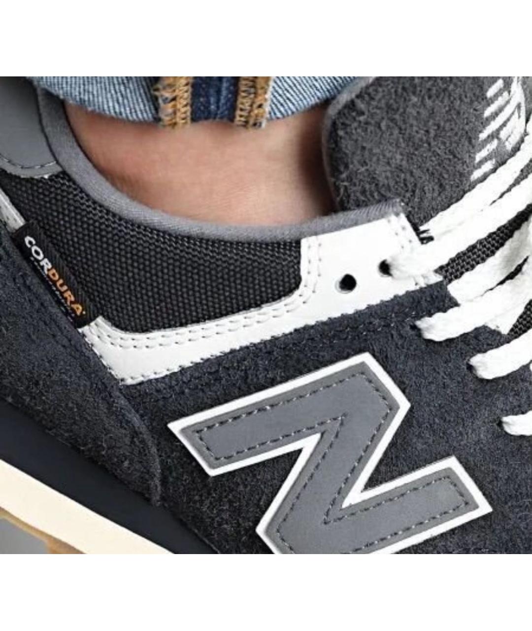 NEW BALANCE Черные замшевые низкие кроссовки / кеды, фото 7