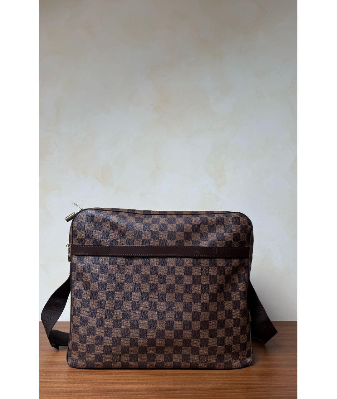 LOUIS VUITTON Коричневый кожаный портфель, фото 3