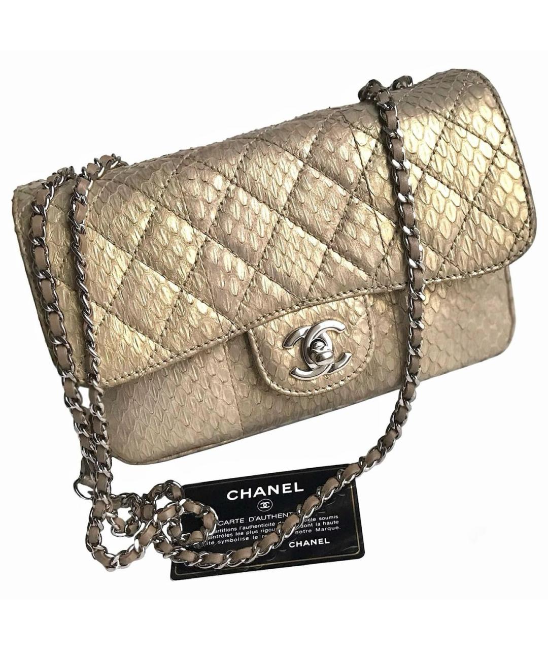 CHANEL Золотая сумка через плечо из экзотической кожи, фото 9