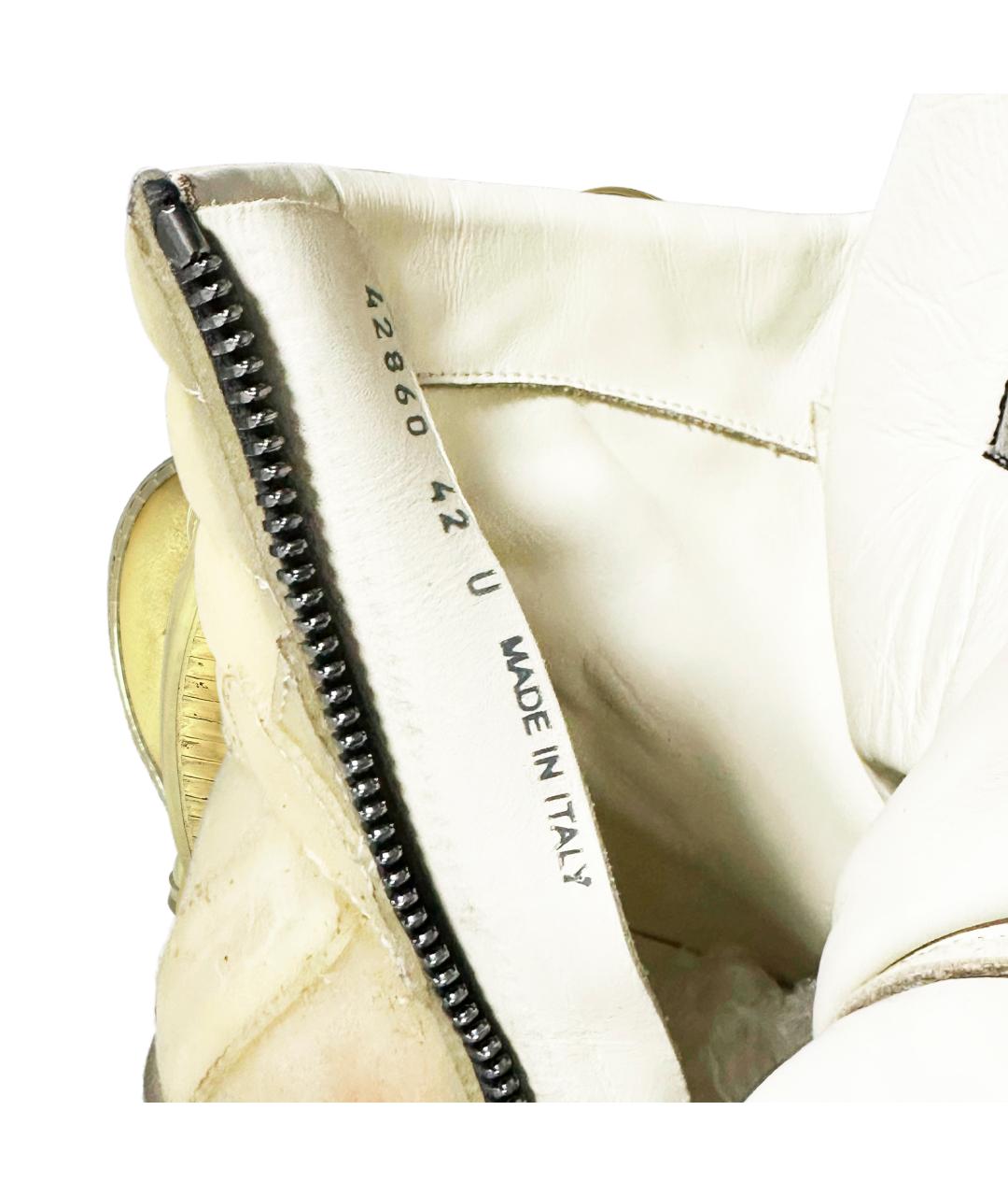 RICK OWENS Бежевые кожаные высокие кроссовки / кеды, фото 6