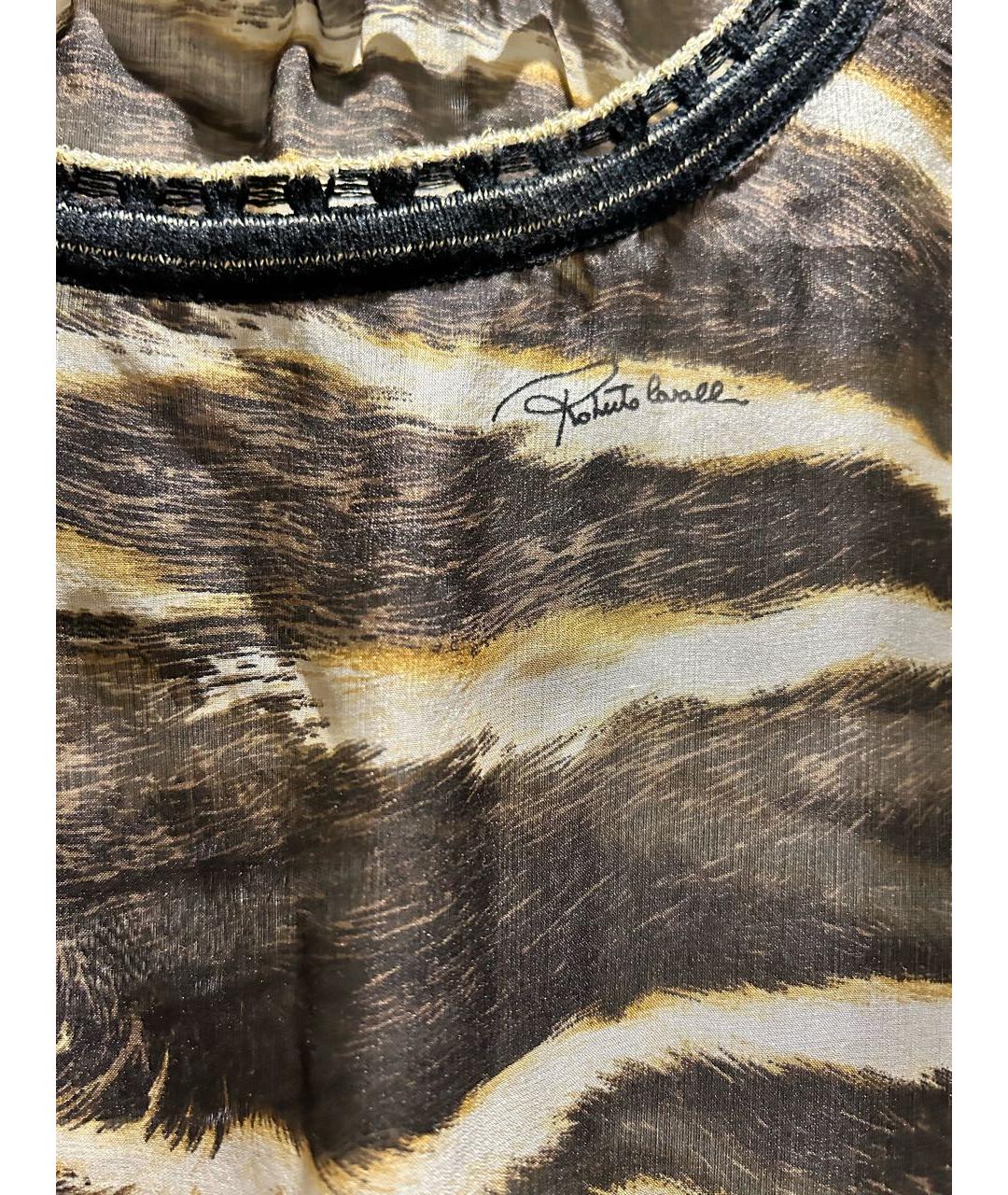 ROBERTO CAVALLI Коричневая шелковая блузы, фото 6