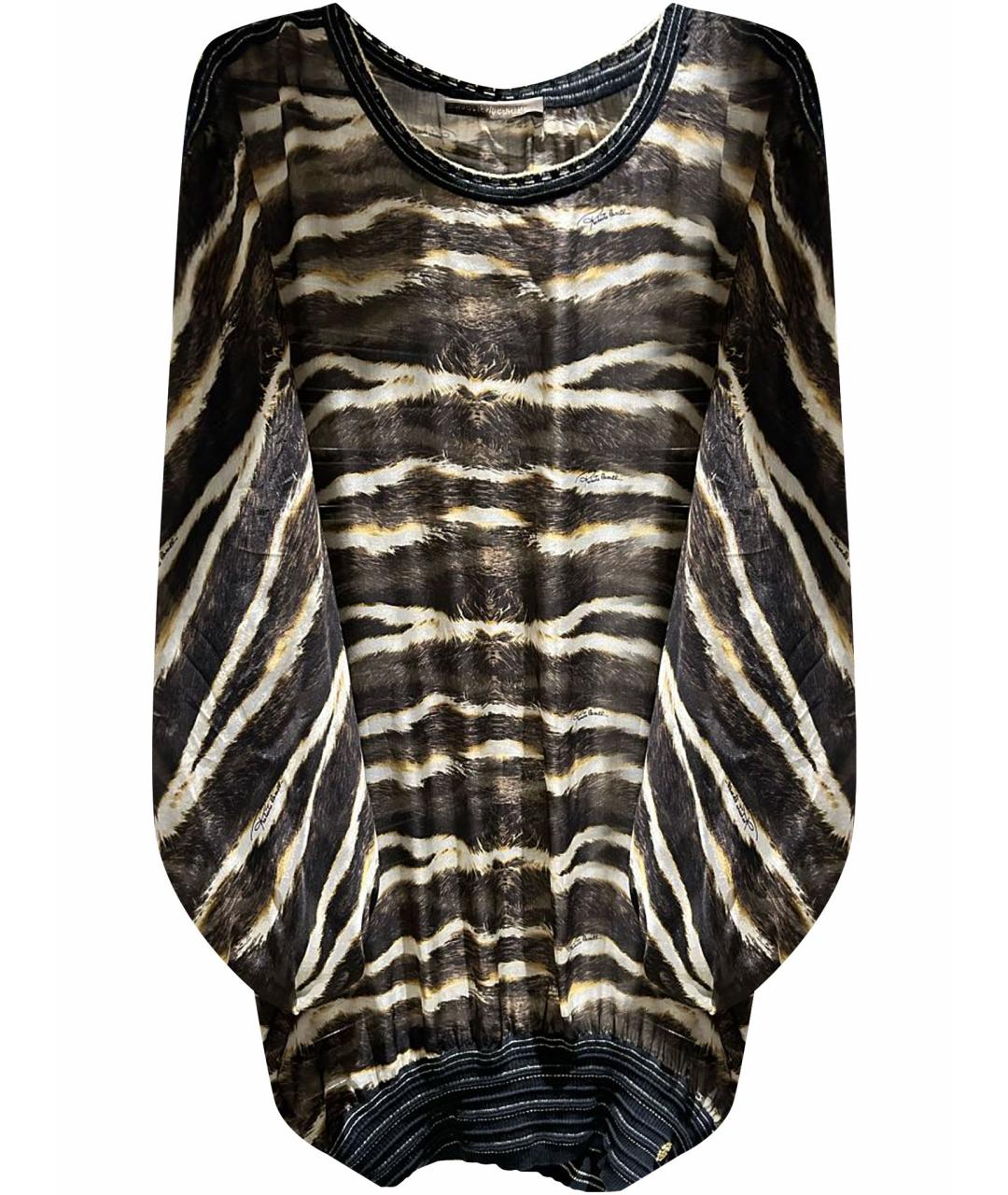 ROBERTO CAVALLI Коричневая шелковая блузы, фото 1